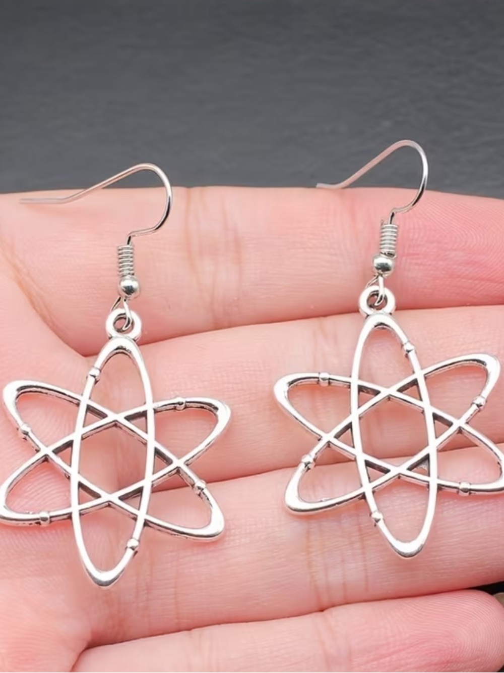 Silvery Atom Dangle Earrings - Women Jewelry